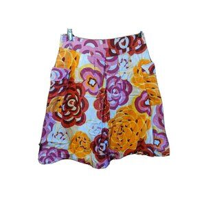 John Paul Richard Size S Floral Skirt Flare A-line Small Bright Lined Modest